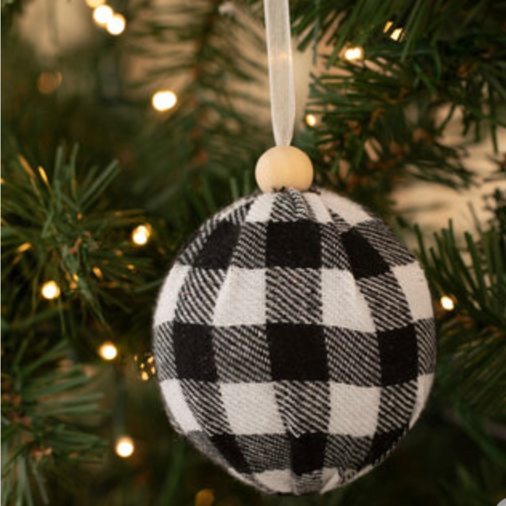 Shatterproof buffalo plaid ornament